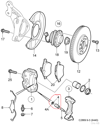 Sliding Sleeve Kit Brake Caliper Saab 9-3NG / 9-5 New PRODUCTS