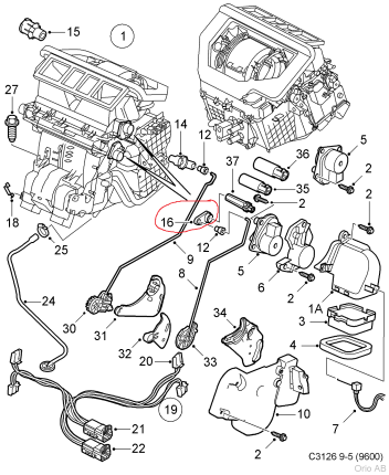 heater circulation engine, saab 9.5 2004-2010 A/C and Heating parts